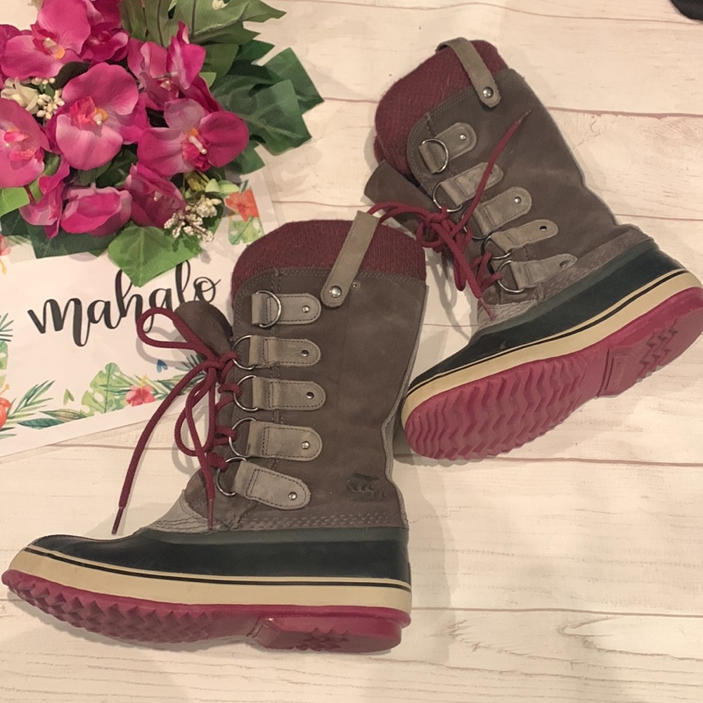 Purple and Gray Sorel Winter Snow Boots